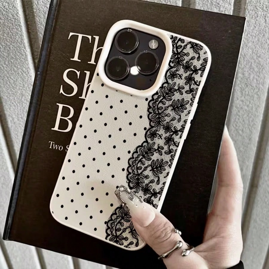 White Black Polka Dot Fashion TPU Shockproof 1pc White Polka Dot Pattern Full Coverage TPU Shockproof Phone Case, Compatible With 16, 15, 14, 13, 12, 11 Pro Max, And Series, International Version, Not