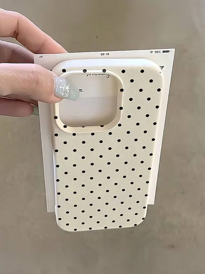 White Black Polka Dot Fashion TPU Shockproof 1pc White Polka Dot Pattern Full Coverage TPU Shockproof Phone Case, Compatible With 16, 15, 14, 13, 12, 11 Pro Max, And Series, International Version, Not