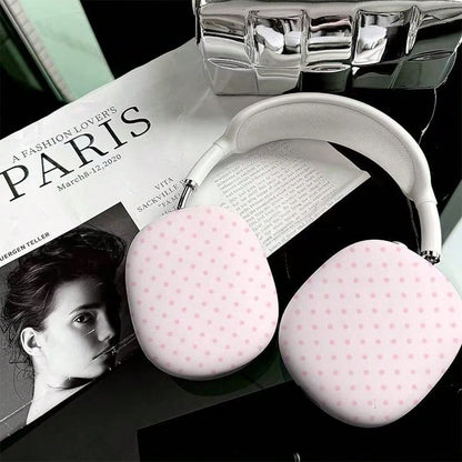 White Pink Polka Dot Polka Dot Pink Bluetooth Headphone Case Girly Ins Style Spring Easter Gift
