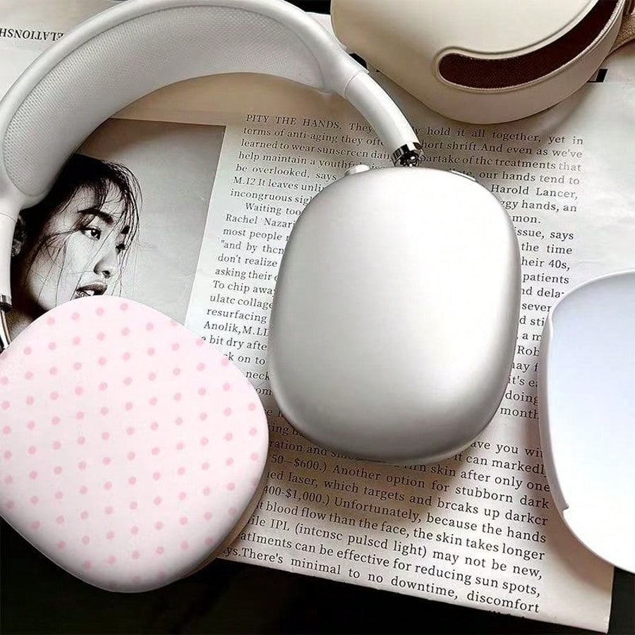 White Pink Polka Dot Polka Dot Pink Bluetooth Headphone Case Girly Ins Style Spring Easter Gift