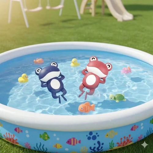 Wind-Up Swimming Frog Bath Toy For Baby, Floating Water Play Toy For Infants And Toddlers In Bathtub And Pool