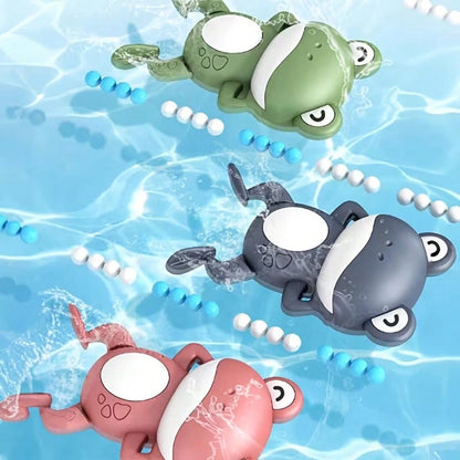 Wind-Up Swimming Frog Bath Toy For Baby, Floating Water Play Toy For Infants And Toddlers In Bathtub And Pool
