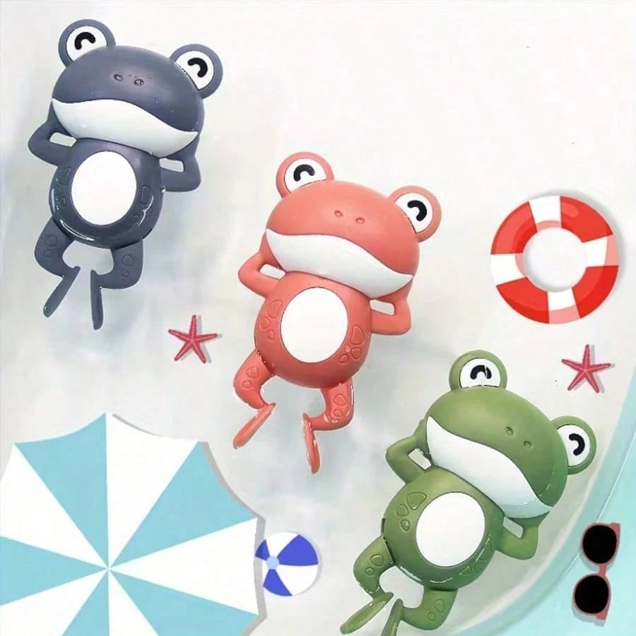 Wind-Up Swimming Frog Bath Toy For Baby, Floating Water Play Toy For Infants And Toddlers In Bathtub And Pool
