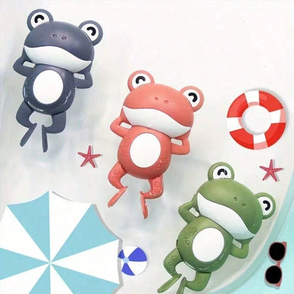 Wind-Up Swimming Frog Bath Toy For Baby, Floating Water Play Toy For Infants And Toddlers In Bathtub And Pool