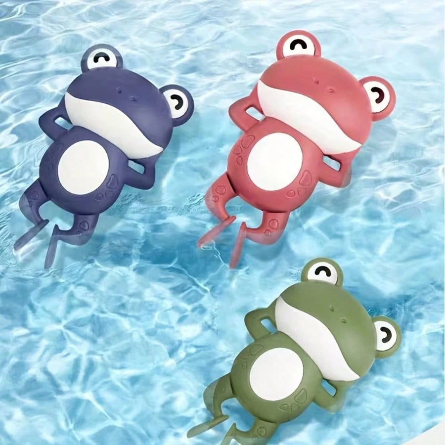 Wind-Up Swimming Frog Bath Toy For Baby, Floating Water Play Toy For Infants And Toddlers In Bathtub And Pool