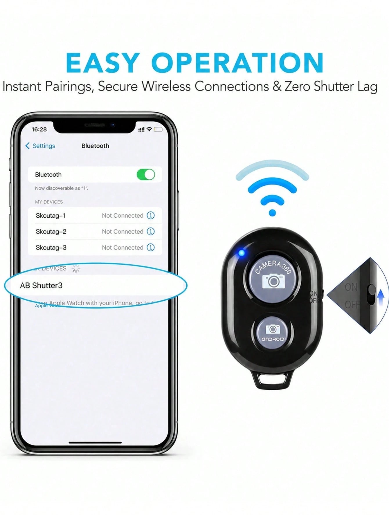 Wireless Camera Shutter Remote Control For Smartphones- Compatible With IOS/Android, IPod, Tablets, HD Selfie Shutter, For Taking Photos And Videos. Remote Shutter Suitable For Summer Vacation, Trave