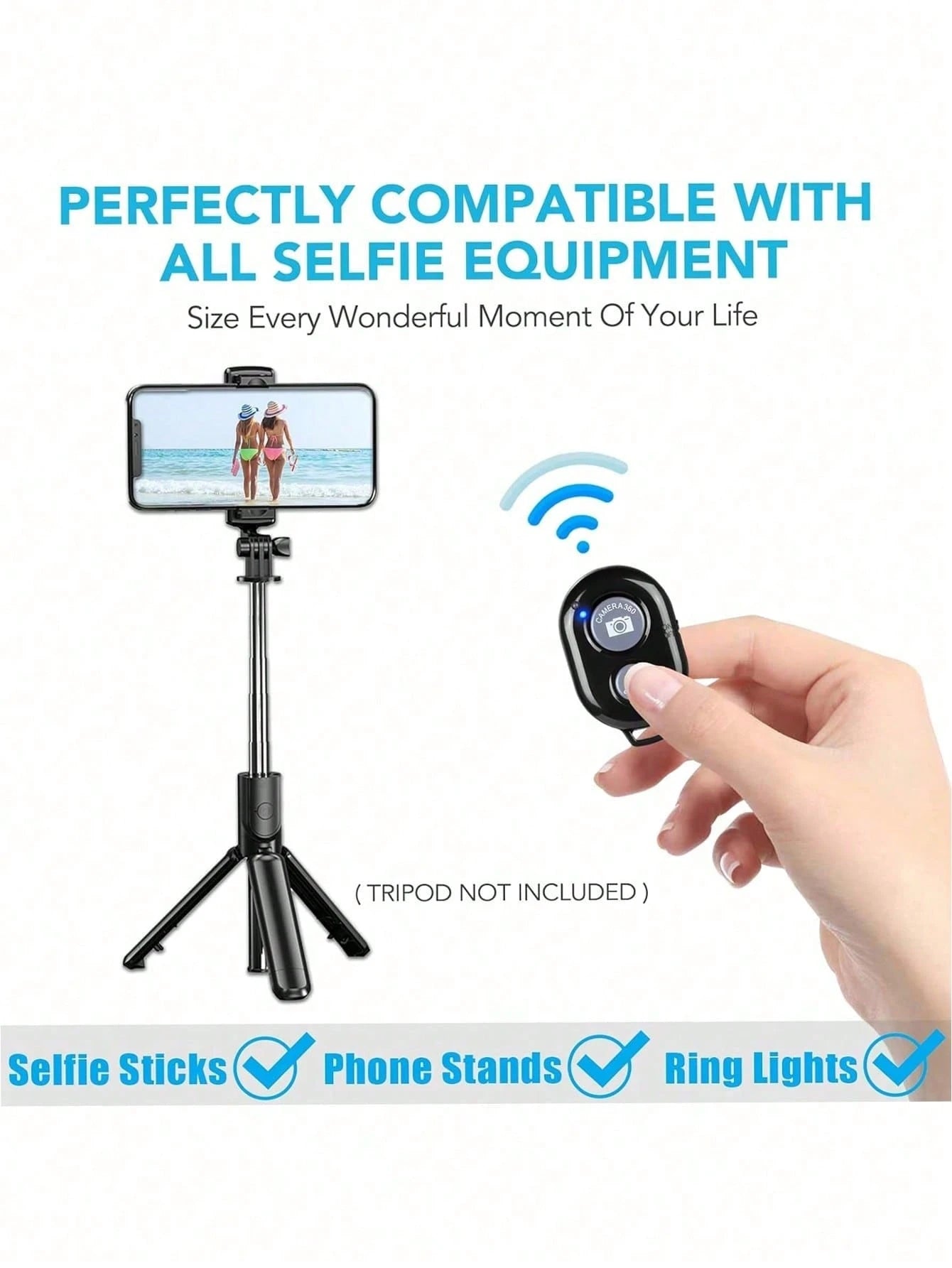 Wireless Camera Shutter Remote Control For Smartphones- Compatible With IOS/Android, IPod, Tablets, HD Selfie Shutter, For Taking Photos And Videos. Remote Shutter Suitable For Summer Vacation, Trave