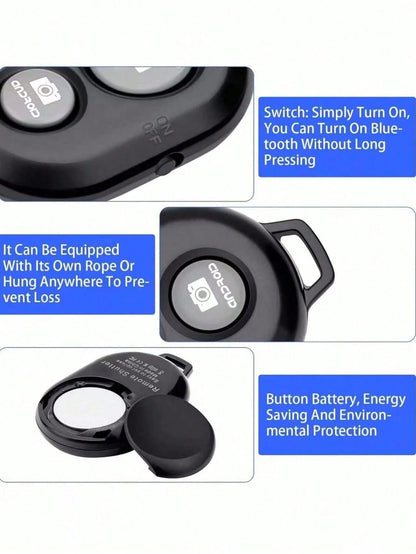 Wireless Camera Shutter Remote Control For Smartphones- Compatible With IOS/Android, IPod, Tablets, HD Selfie Shutter, For Taking Photos And Videos. Remote Shutter Suitable For Summer Vacation, Trave