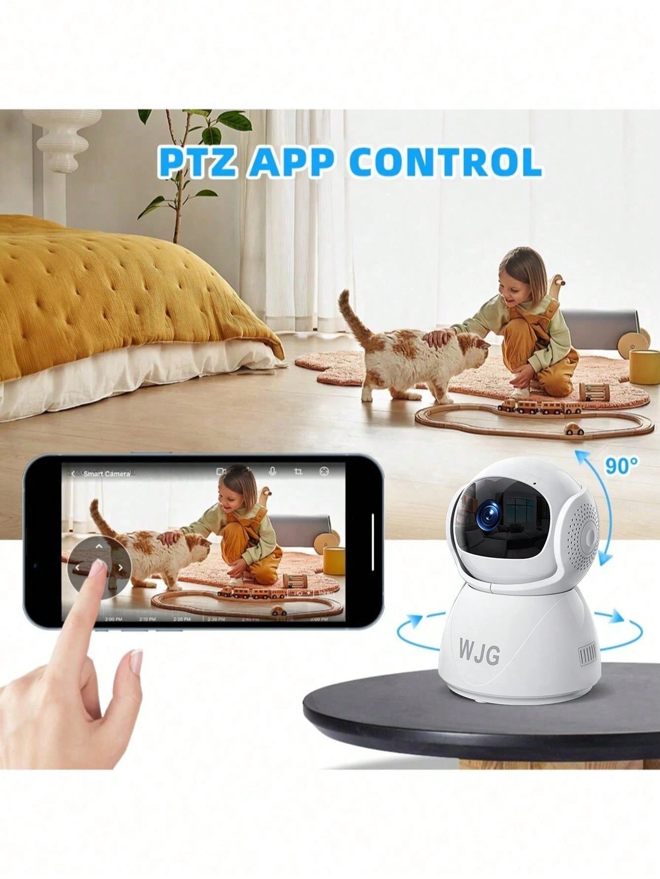 WJG Baby Monitor, 1290P HD Video Baby Monitor With Camera And Audio, 2.4GHz Camera With Night Vision, Baby And Pet Motion Detection, Cloud Storage