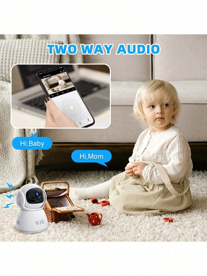 WJG Baby Monitor, 1290P HD Video Baby Monitor With Camera And Audio, 2.4GHz Camera With Night Vision, Baby And Pet Motion Detection, Cloud Storage