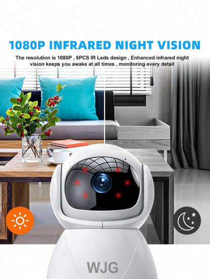 WJG Baby Monitor, 1290P HD Video Baby Monitor With Camera And Audio, 2.4GHz Camera With Night Vision, Baby And Pet Motion Detection, Cloud Storage