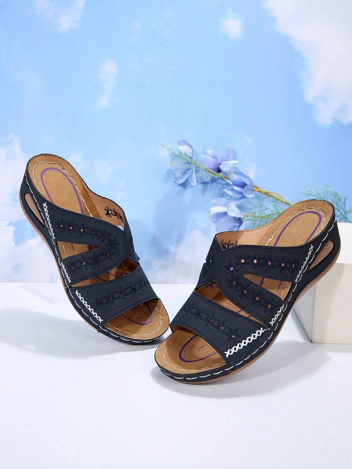 Women Hollow Out Wedge Slide Sandals, Vacation Sandals,Spring Summer Outfits