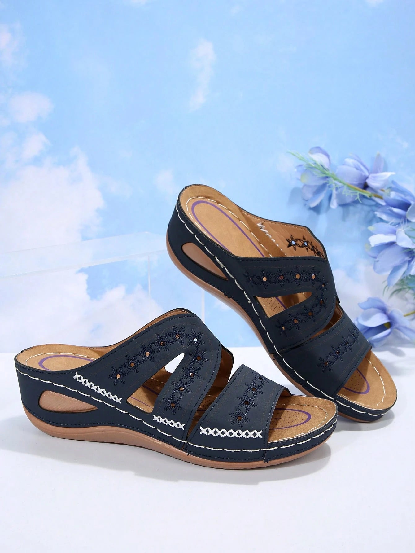 Women Hollow Out Wedge Slide Sandals, Vacation Sandals,Spring Summer Outfits