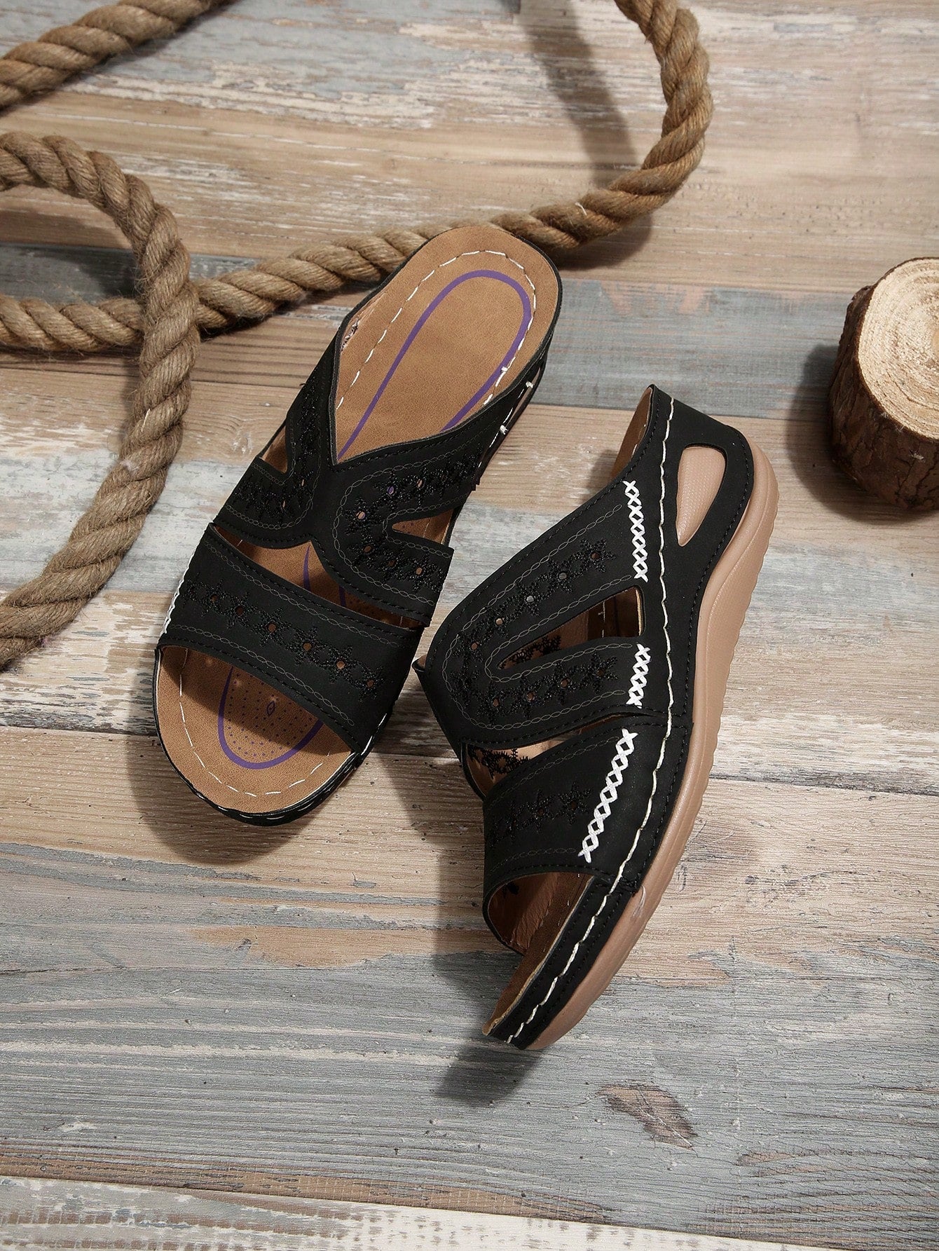 Women Hollow Out Wedge Slide Sandals, Vacation Sandals,Spring Summer Outfits