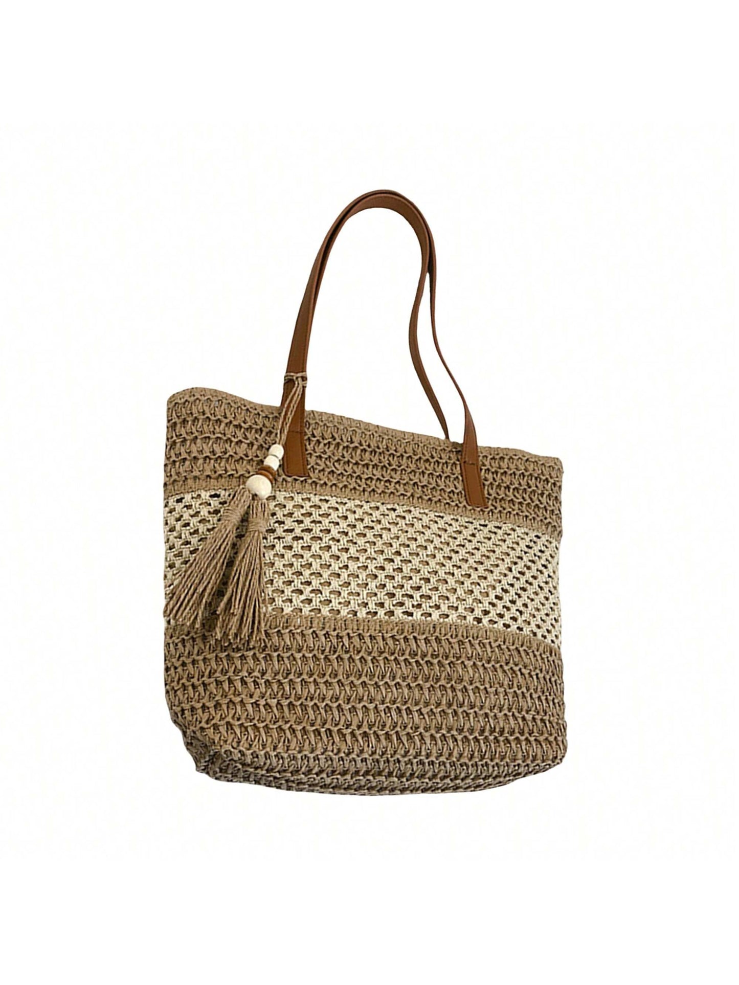 Women Large Capacity Tote Bag Fashion Tassel Beach Shoulder Bag Handbag For Travel Daily Shopping