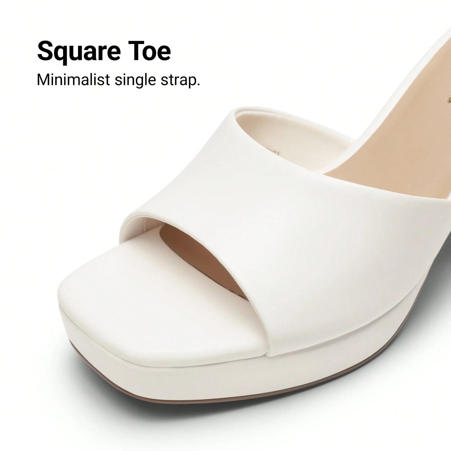 Women Minimalist Open Toe Heeled Mule Sandals Slip On, Thick Heel Casual High Heel Sandals For Outdoor Spring/Summer