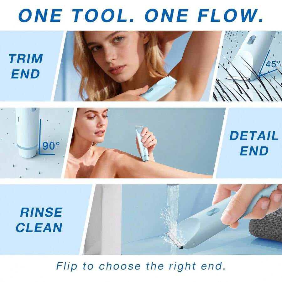 Women's 2-In-1 Dual-Head Electric Trimmer & Shaver, Wet & Dry Use, Full Body Hair Removal, Suitable For Bikini Line, Underarms, Legs, Arms And Face, Long Battery Life, Can Remove Facial Hair, Adjustab
