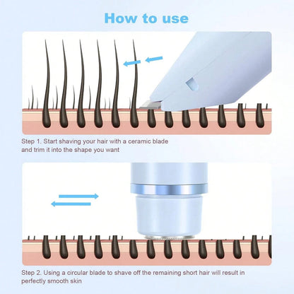 Women's 2-In-1 Dual-Head Electric Trimmer & Shaver, Wet & Dry Use, Full Body Hair Removal, Suitable For Bikini Line, Underarms, Legs, Arms And Face, Long Battery Life, Can Remove Facial Hair, Adjustab