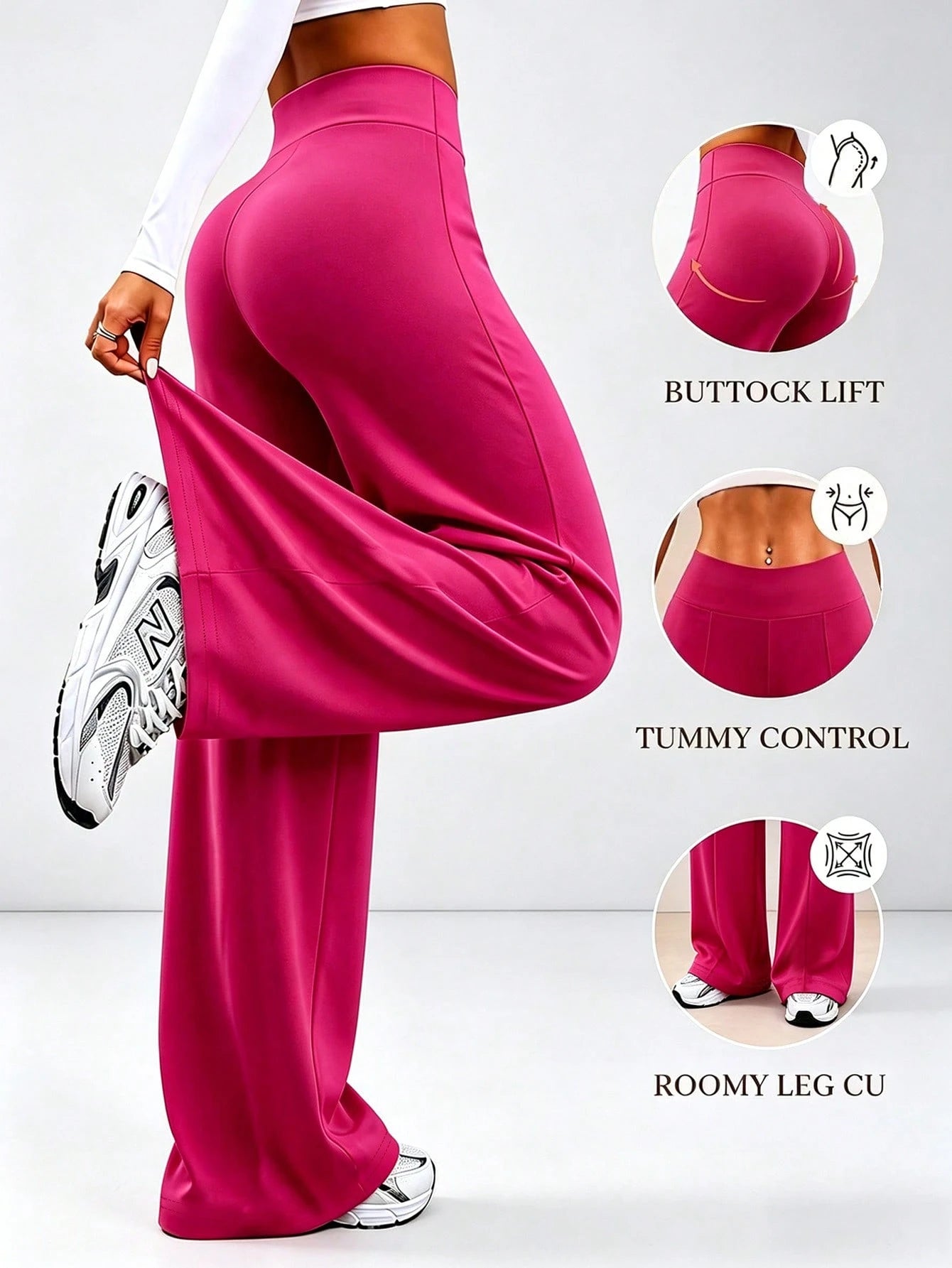 Women's All-Season Casual Straight-Leg Pants, Silky Knit Fabric, Cool, Elastic, Quick-Dry, High-Waist Casual Loose Wide-Leg Pants Sports