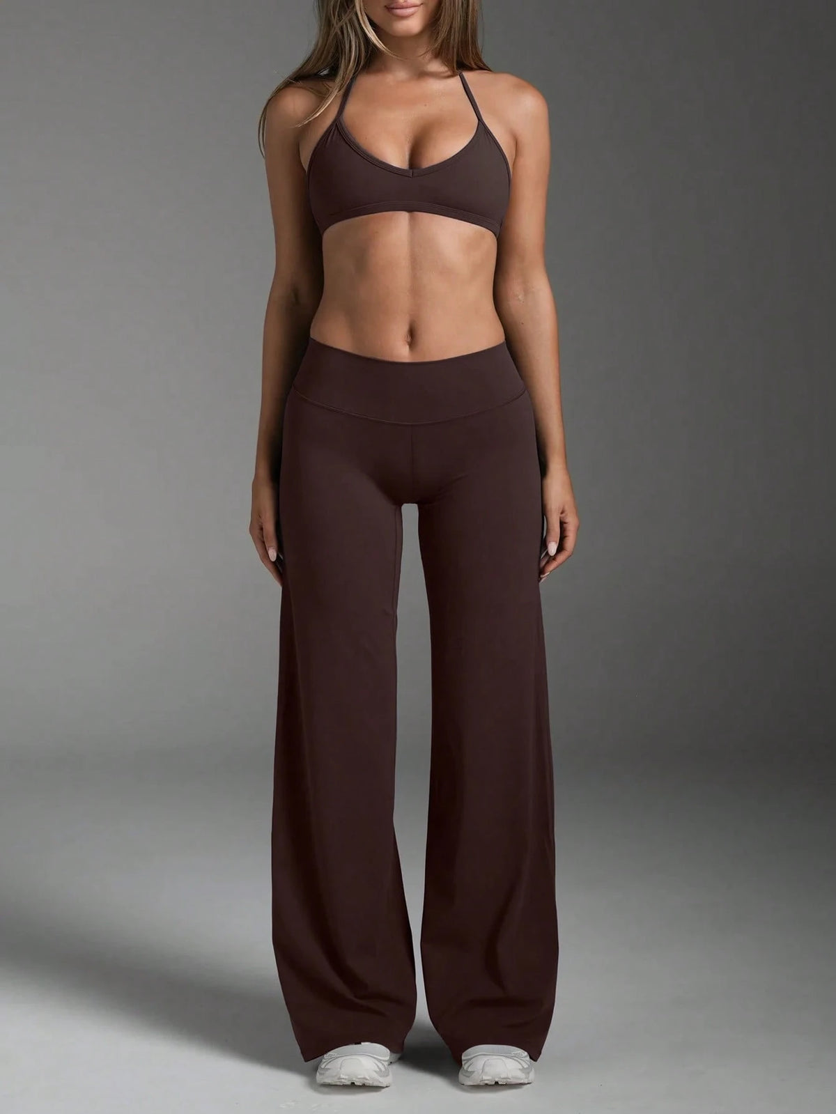 Women's Casual, Commute, Sports, Elegant, Modern Workplace Flared Trousers In Brown, Slim Fit, Summer Spring
