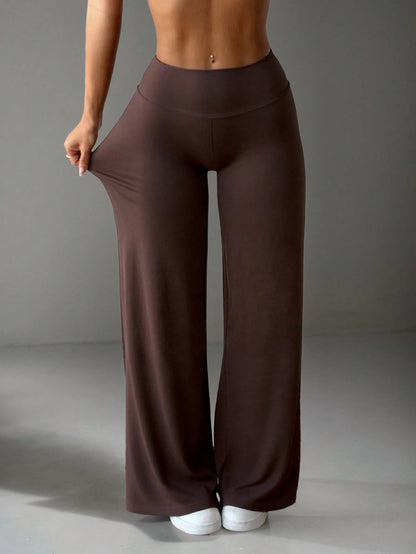 Women's Casual, Commute, Sports, Elegant, Modern Workplace Flared Trousers In Brown, Slim Fit, Summer Spring