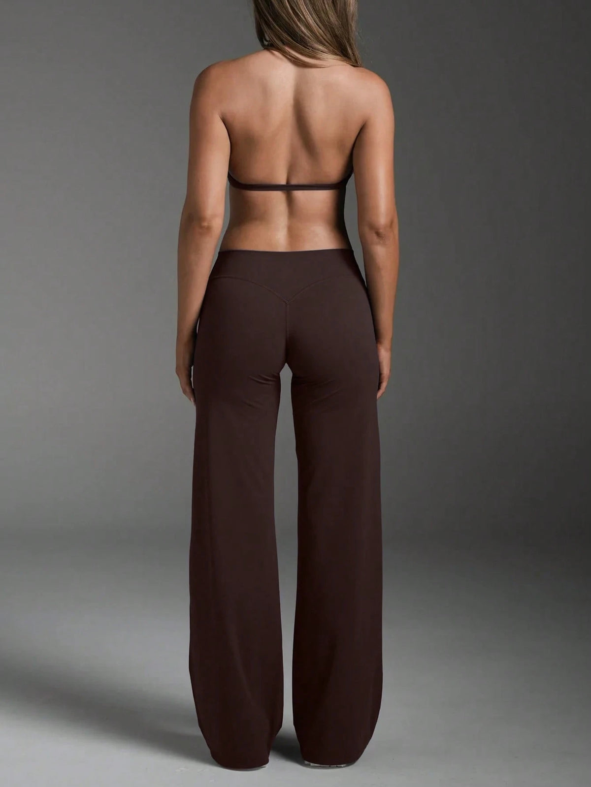 Women's Casual, Commute, Sports, Elegant, Modern Workplace Flared Trousers In Brown, Slim Fit, Summer Spring