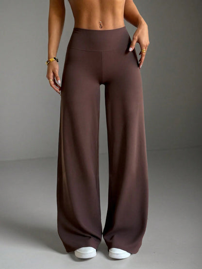 Women's Casual, Commute, Sports, Elegant, Modern Workplace Flared Trousers In Brown, Slim Fit, Summer Spring