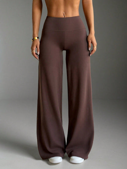 Women's Casual, Commute, Sports, Elegant, Modern Workplace Flared Trousers In Brown, Slim Fit, Summer Spring