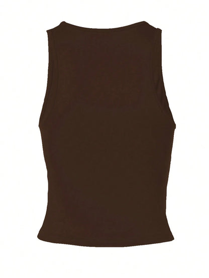 Women's Casual Solid Color Fitted Crop Top, Sexy Camisole For Street, Daily Wear, Vacation, Spring/Summer