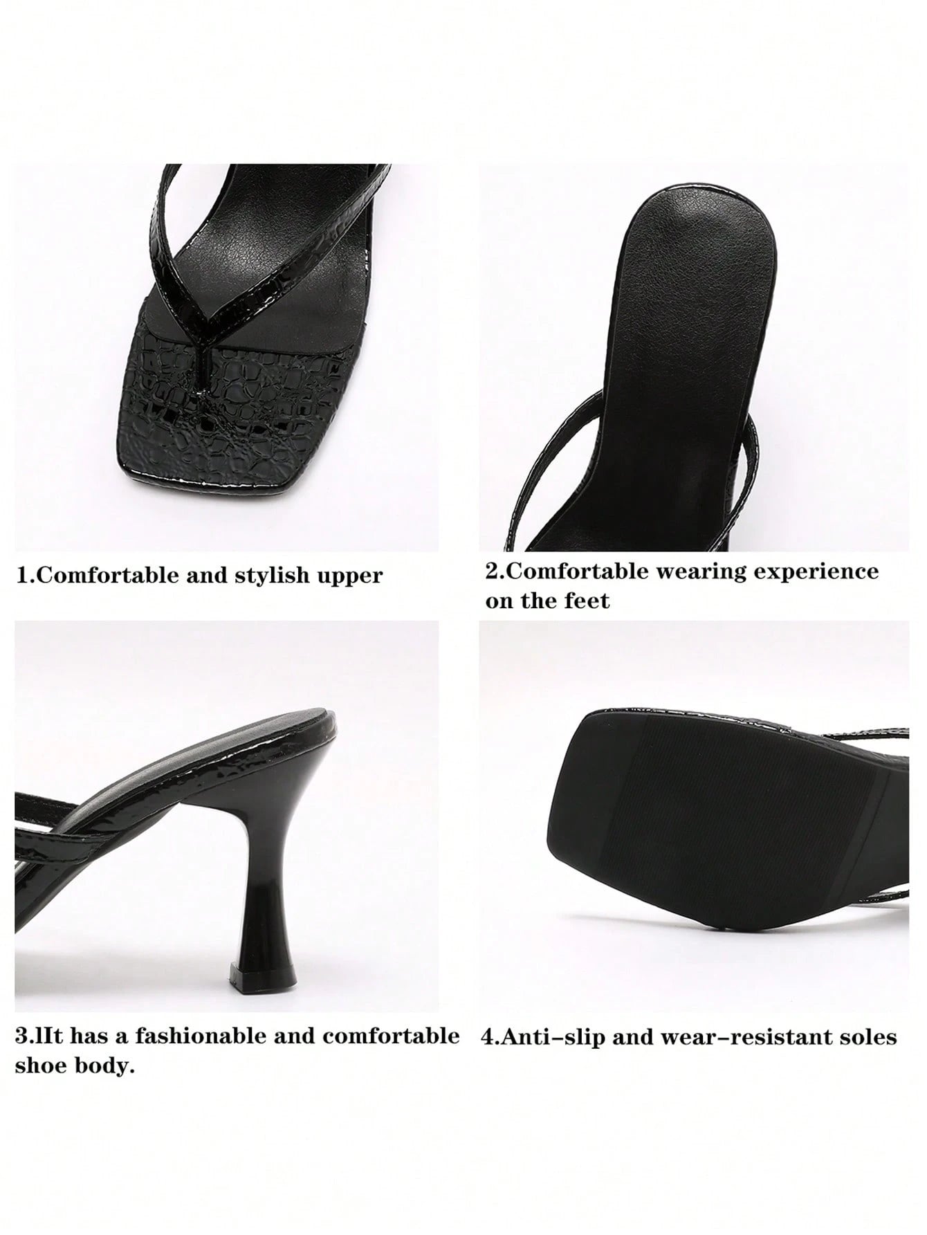 Women's Classic High Heel Flip Flops, Simple And Elegant High Heel Colorblock Sandals, Summer Fairy Style Stiletto Heel Toe-Post Slides, Toe-Split Sandals, Beach Vacation Fashion Cross Strap Women's S