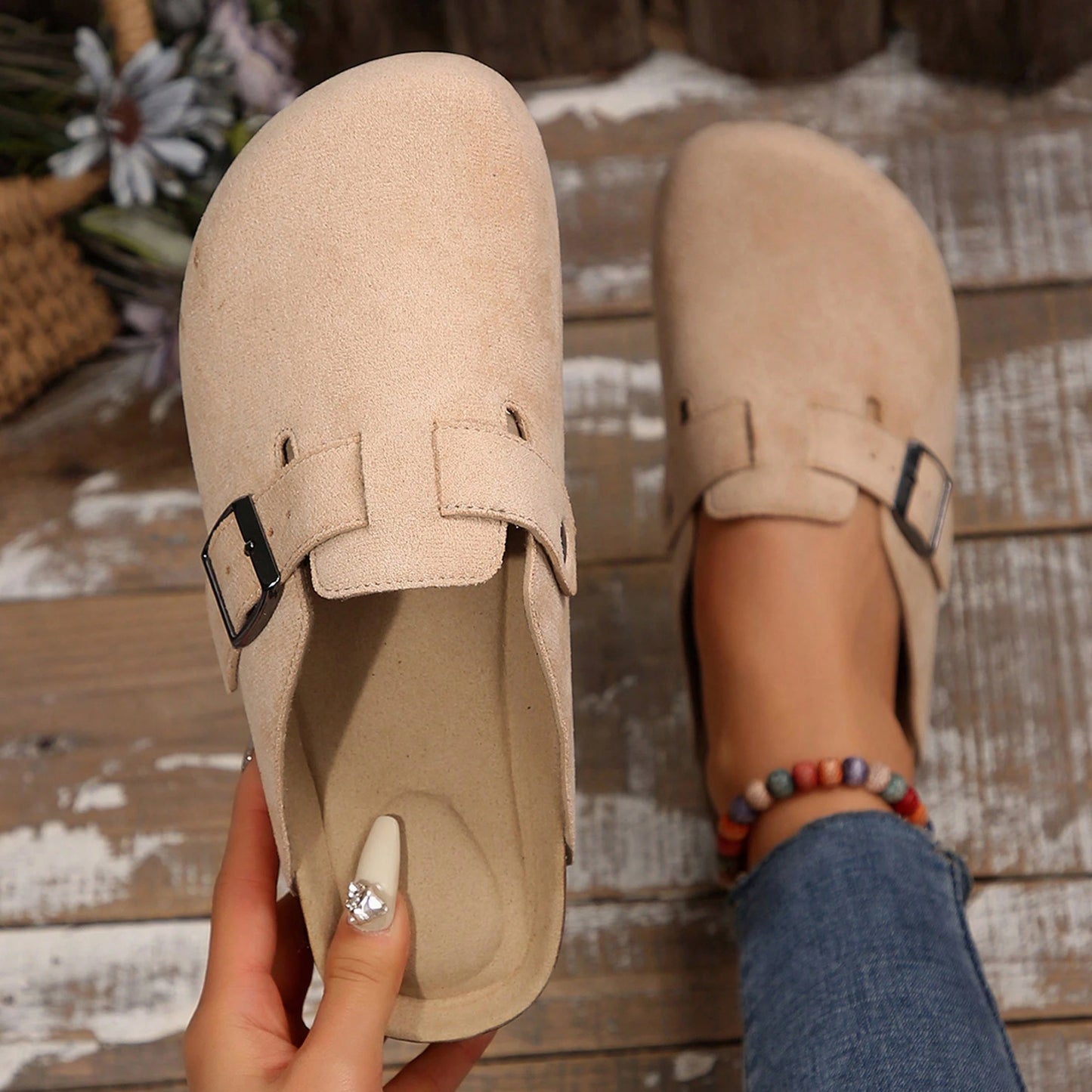 Women's Comfort Cork Footbed Clog, Beach Essentials Womens Sandals Cork Footbed