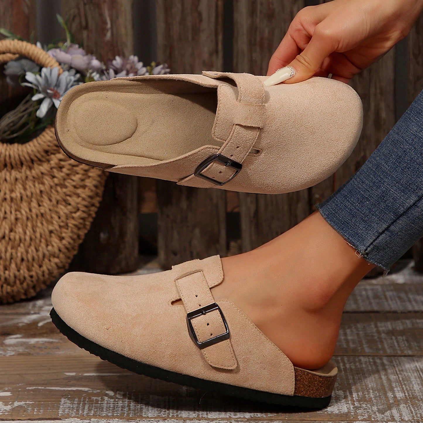 Women's Comfort Cork Footbed Clog, Beach Essentials Womens Sandals Cork Footbed