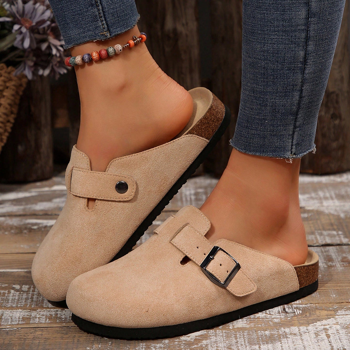 Women's Comfort Cork Footbed Clog, Beach Essentials Womens Sandals Cork Footbed