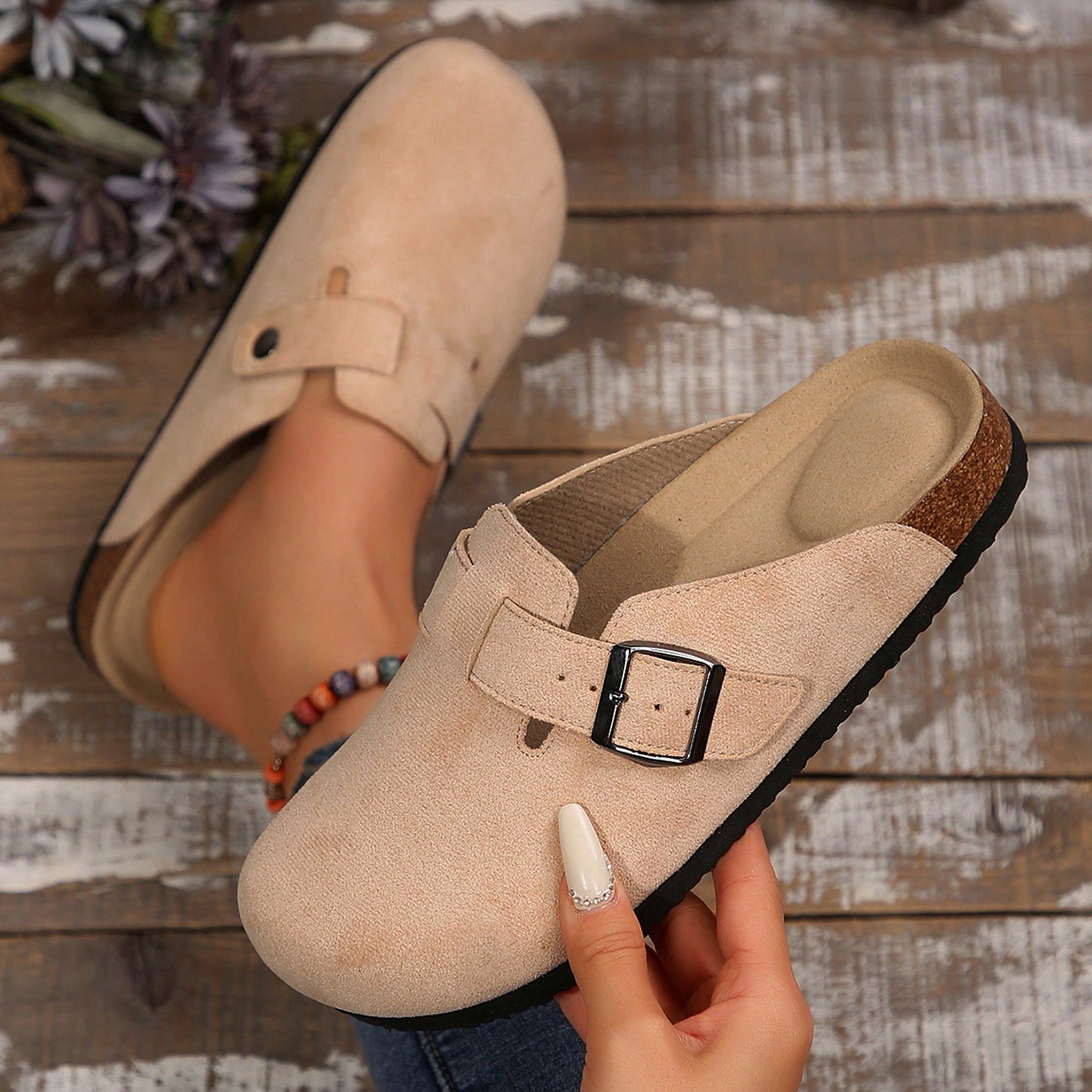 Women's Comfort Cork Footbed Clog, Beach Essentials Womens Sandals Cork Footbed