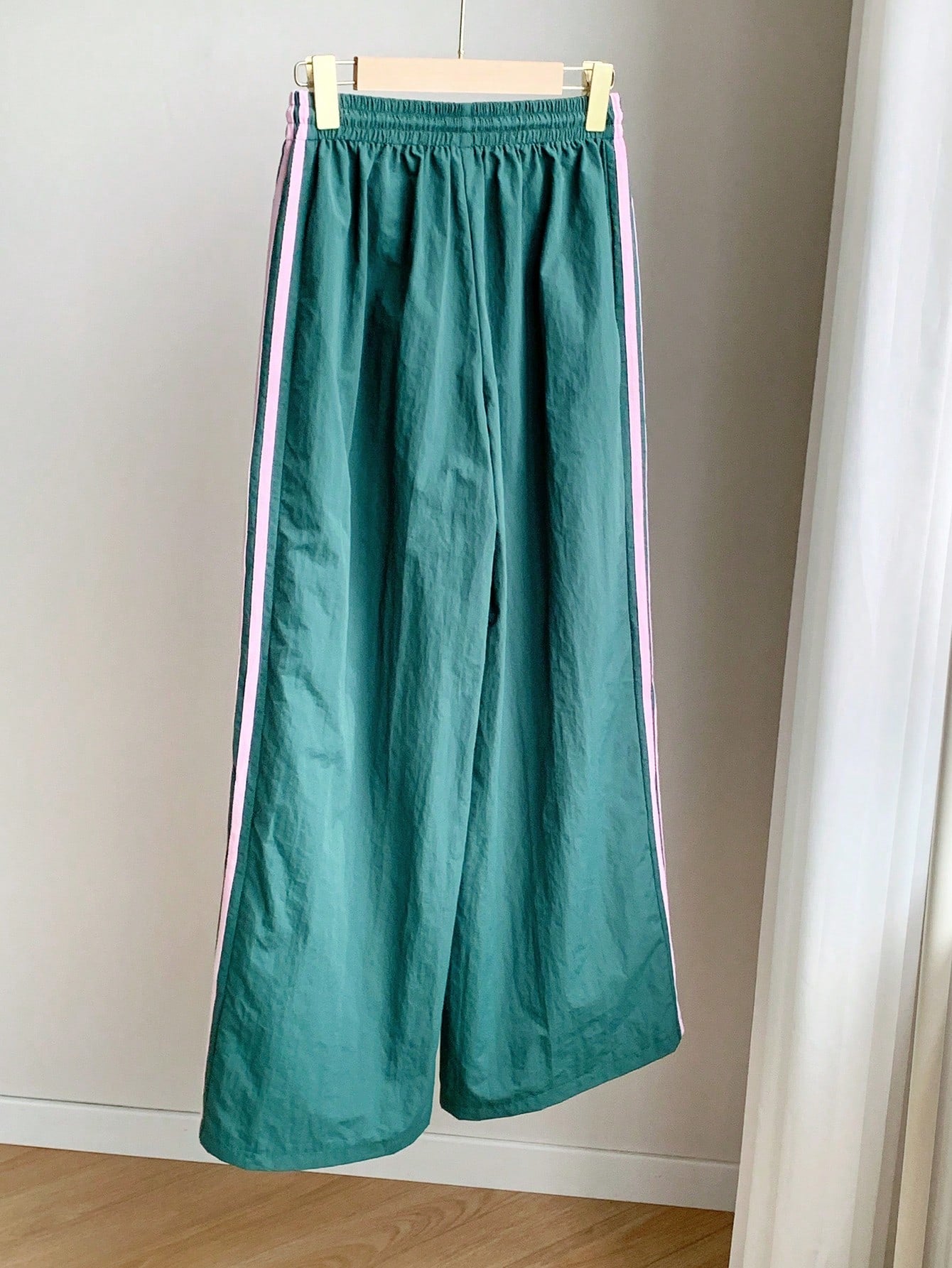 Women's Contrast Color Casual Drawstring Waist Side Striped Print Pants