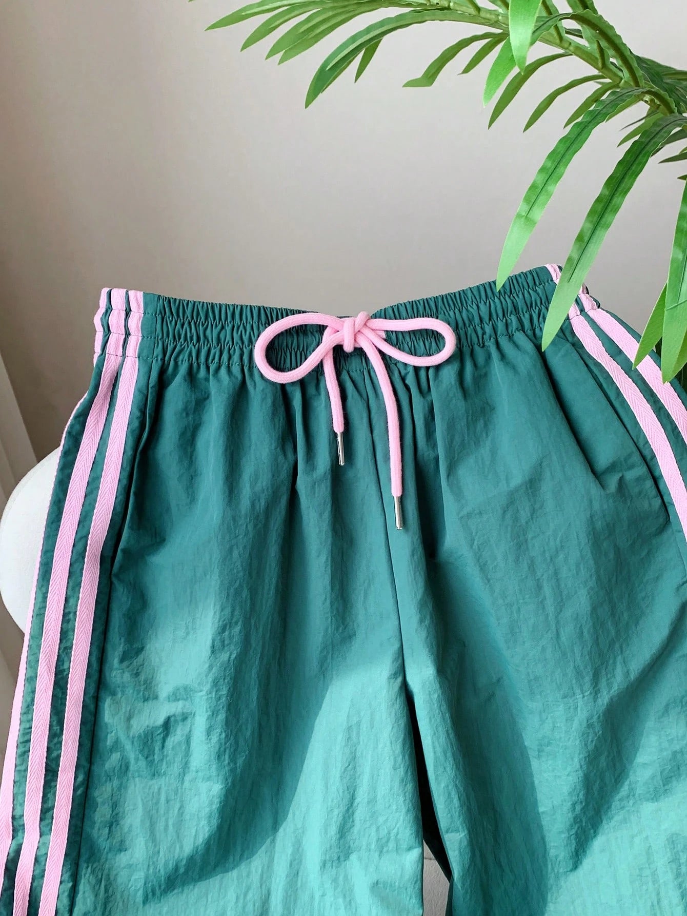 Women's Contrast Color Casual Drawstring Waist Side Striped Print Pants