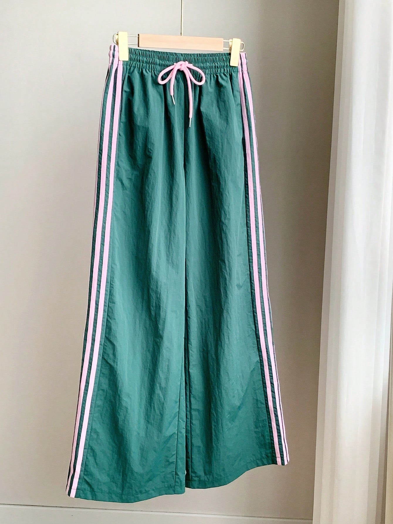 Women's Contrast Color Casual Drawstring Waist Side Striped Print Pants