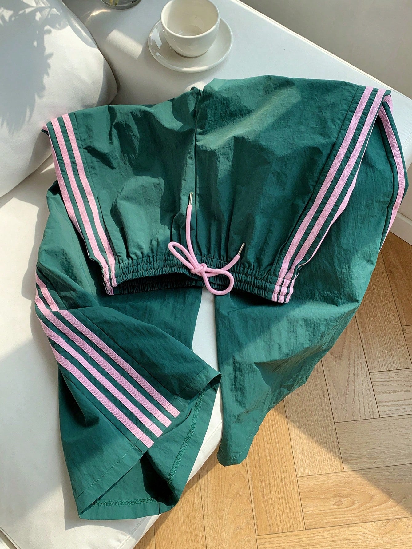 Women's Contrast Color Casual Drawstring Waist Side Striped Print Pants