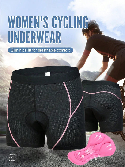 Women's Cycling Shorts With Silicone Pad, Elastic High Waist And Butt Lifter, One Piece Cycling Outfit Biker Shorts Pink Summer Sports
