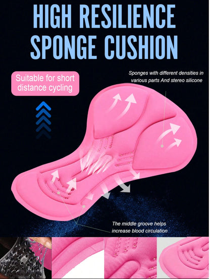 Women's Cycling Shorts With Silicone Pad, Elastic High Waist And Butt Lifter, One Piece Cycling Outfit Biker Shorts Pink Summer Sports