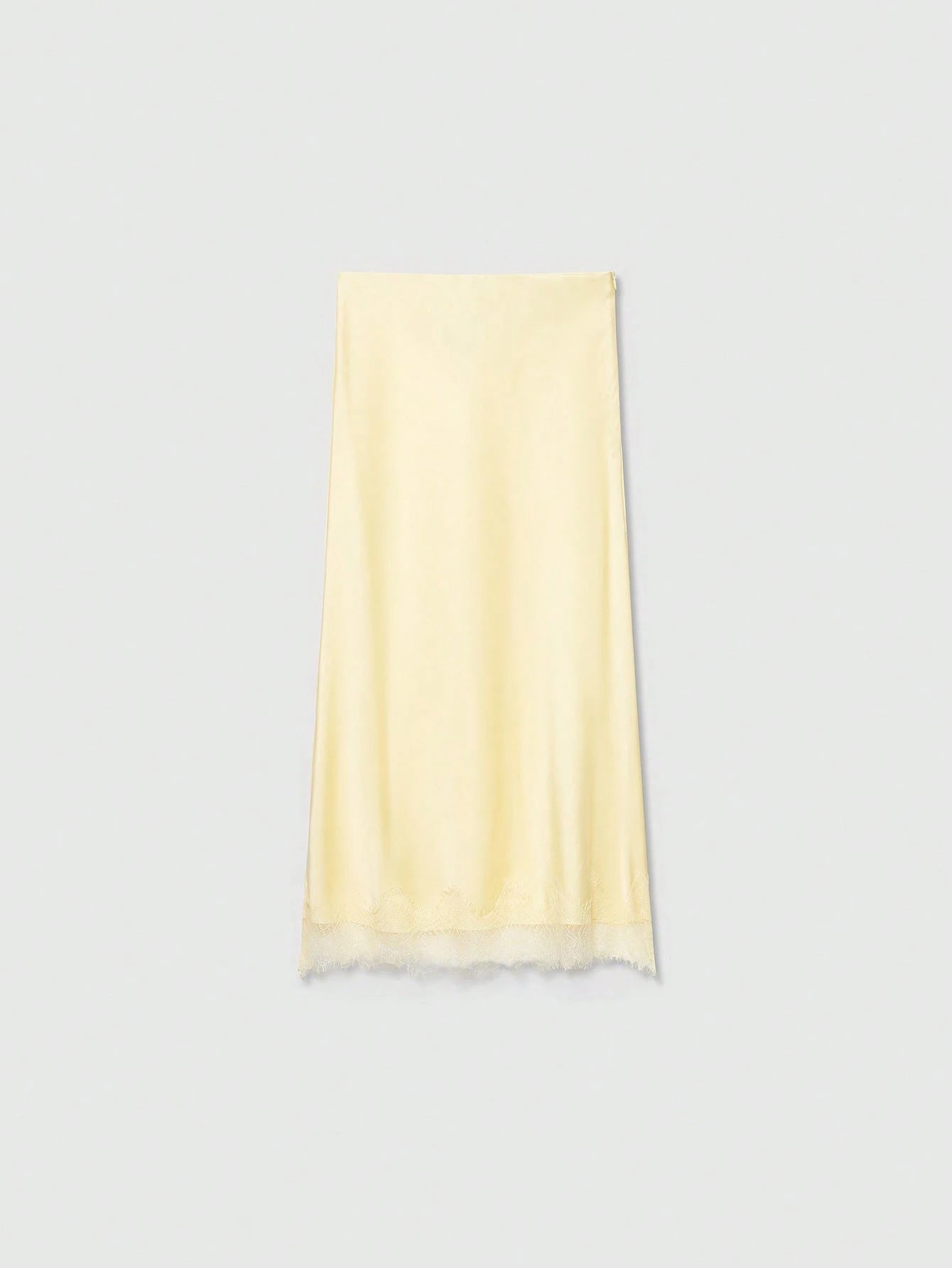 Women's Elegant Silk-Like Contrast Lace Skirt Summer Yellow