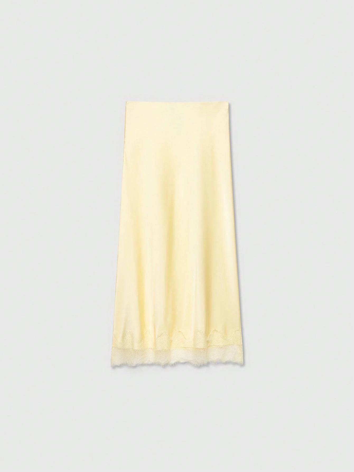 Women's Elegant Silk-Like Contrast Lace Skirt Summer Yellow
