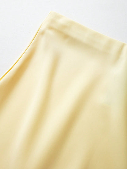 Women's Elegant Silk-Like Contrast Lace Skirt Summer Yellow