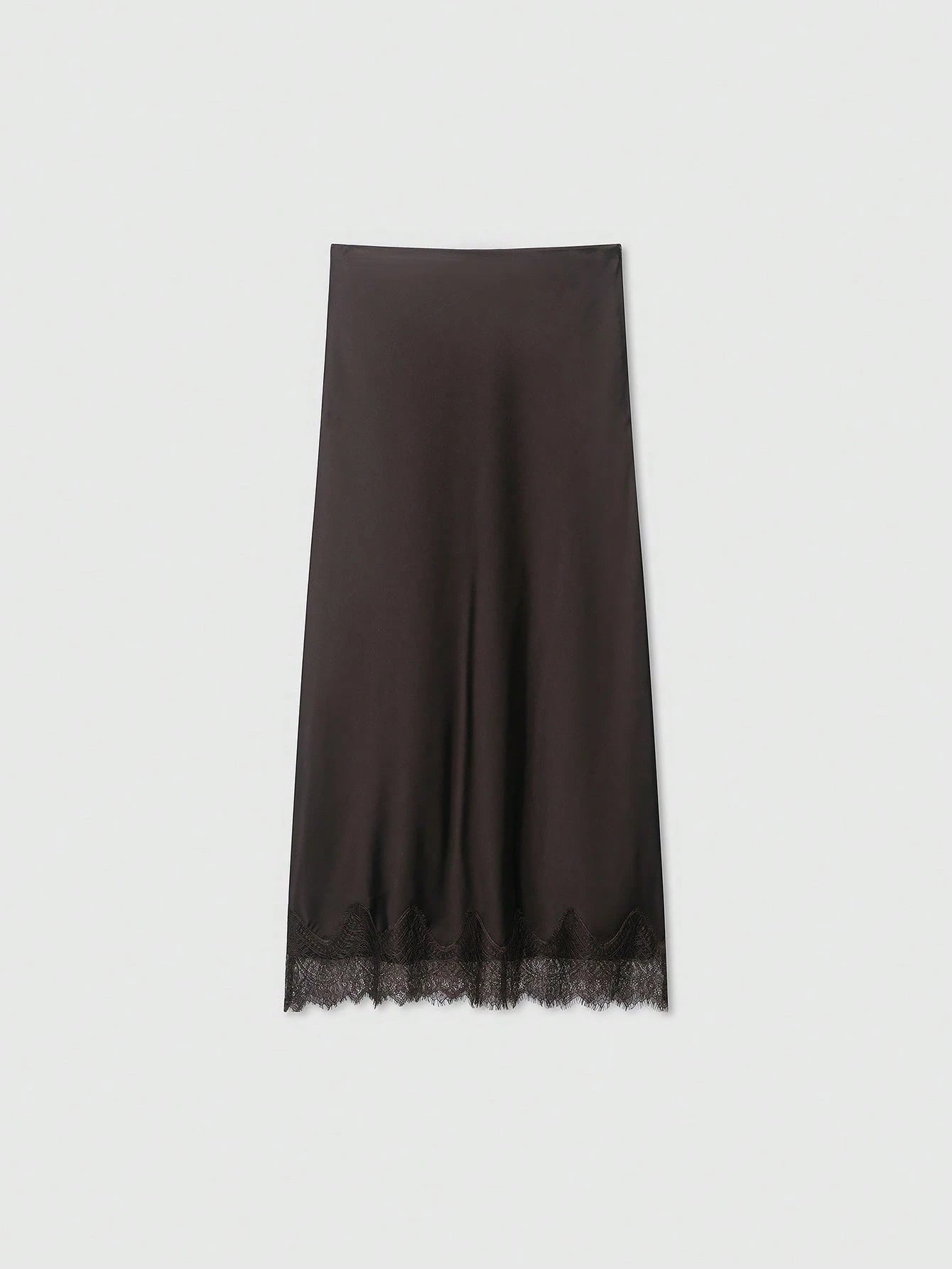 Women's Elegant Silk-Like Contrast Lace Skirt Summer Yellow