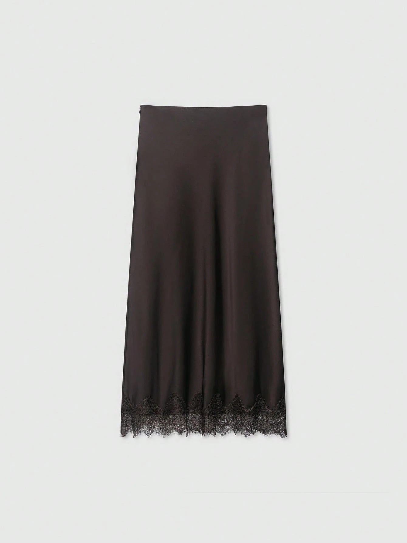 Women's Elegant Silk-Like Contrast Lace Skirt Summer Yellow
