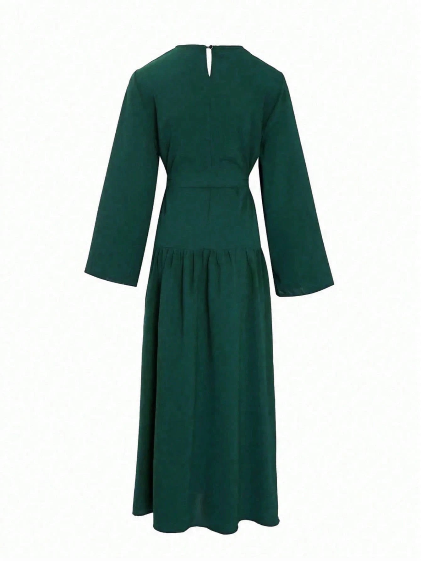 Women's Elegant Solid Color Bell Sleeve Dress, Spring/Summer Vacation Fall