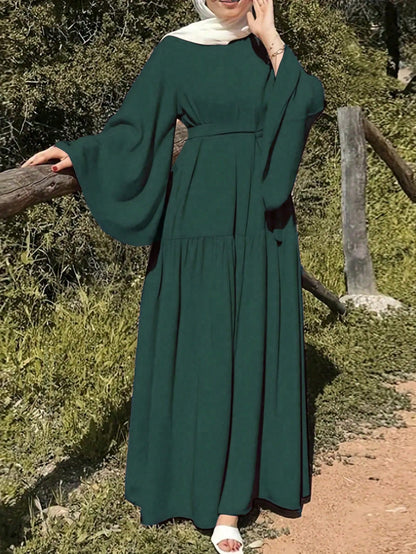 Women's Elegant Solid Color Bell Sleeve Dress, Spring/Summer Vacation Fall