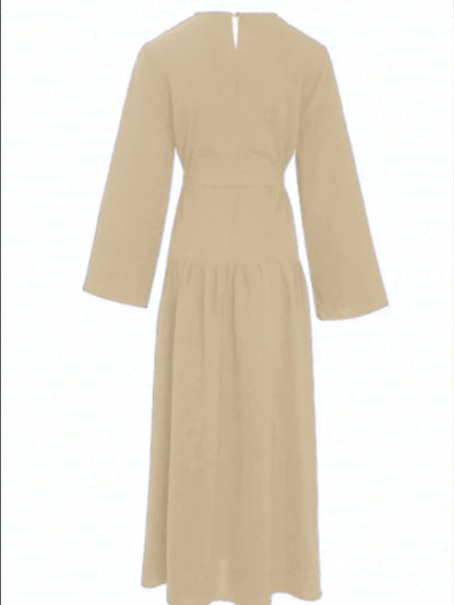 Women's Elegant Solid Color Bell Sleeve Dress, Spring/Summer Vacation Fall