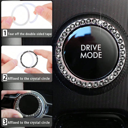 Women's Leather Steering Wheel Cover 10 Pieces 14.5-15 Inches Car Accessories, With Seat Belt Shoulder Pad, Seat Belt Cover Cup Holder, Start Button Ring Sticker