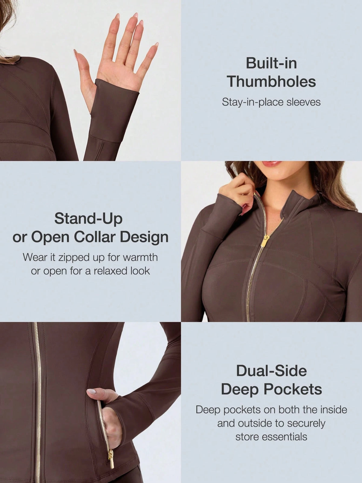 Women's Long Sleeve BBL Jacket With Pockets And Thumb Holes, Running Workout Activewear Top
